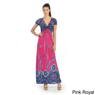 Hadari Womens Paisley Print Cap Sleeve Maxi Dress
