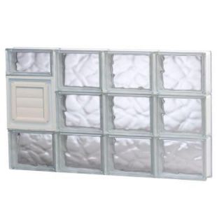 Clearly Secure 31 in. x 17.25 in. x 3.125 in. Wave Pattern Glass Block Window with Dryer Vent 3218SDCDV