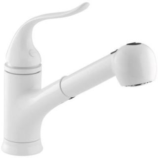 KOHLER Coralais Single Handle Pull Out Sprayer Kitchen Faucet with MasterClean Sprayface in White K 15160 0