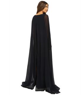 Adrianna Papell Cape Dress with Neck Beading Ink