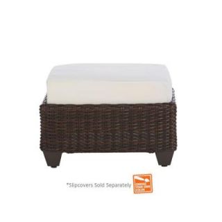 Hampton Bay Mill Valley Fully Woven Patio Ottoman with Cushion Insert (Slipcovers Sold Separately) 153 002 OTT NF