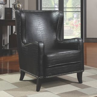 Coaster Black Faux Crocodile Vinyl Upholstery Accent Chair   16847353