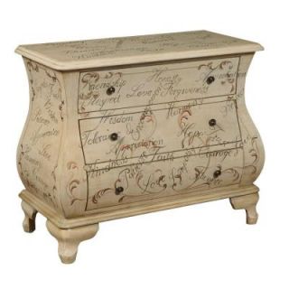 Home Decorators Collection Bufford 3 Drawer Wood Sideboard Cabinet in Rubbed Ivory 9485000410
