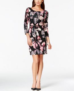 Ivanka Trump Floral Print Belted Sheath Dress   Dresses   Women   