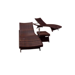 Home Loft Concepts Armando 3 Piece Adjustable Lounge & Wicker Table
