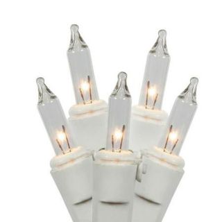 Set of 100 Clear Mini Christmas Lights   White Wire