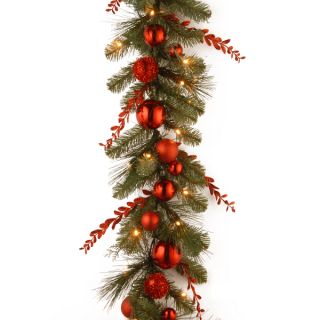 Decorative Collection Juniper Mix Pine Garland with 100 Clear Lights