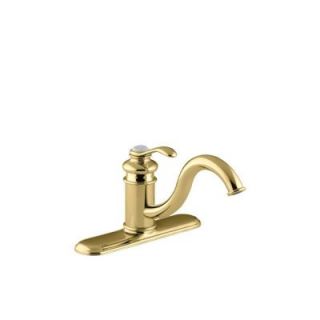 KOHLER Fairfax Single Handle Standard Kitchen Faucet with Escutcheon Less Side Sprayer in Vibrant Polished Brass K 12171 PB