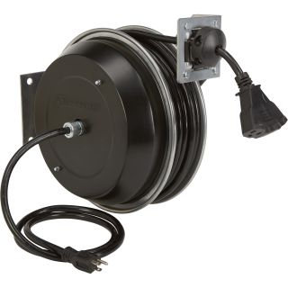 Strongway Retractable Cord Reel — 50-Ft., 12/3, Triple Tap  Cord Reels