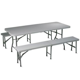 Office Star Work Smart 3 Piece Folding Table and Bench Set