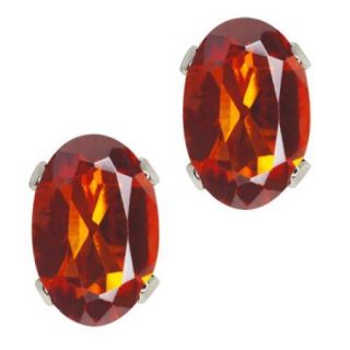 0.80 Ct Oval Shape Orange Red Madeira Citrine Silver Plated Brass Stud Earrings