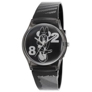 Disney by Ingersoll Girls' Minnie Mouse Black & Silver Tone Plastic Black Dial