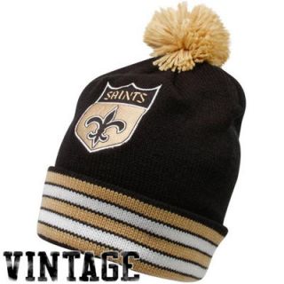 Mitchell & Ness New Orleans Saints Black Gold Throwback Jersey Striped Cuffed Knit Beanie