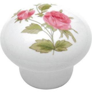 Hickory Hardware English Cozy 1 1/4 in. White/Pink Rose Cabinet Knob P603 PR
