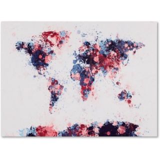 Trademark Art 'Paint Splashes World Map 3' Canvas Art by Michael Tompsett