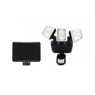 Nature Power 180 Degree Black Solar Motion Sensing Triple Lamp Security Light with Advance LED Technology 22263