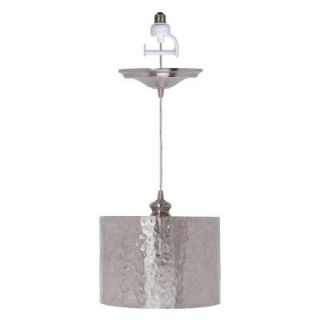 Worth Home Products 1 Light Brushed Nickel Screw In Pendant with Hammered Drum Shade PBN 4932 0030