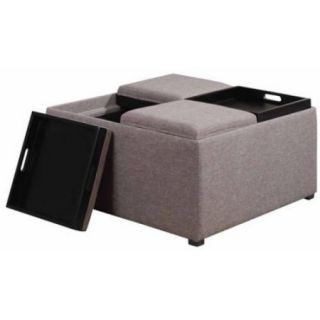 Brooklyn + Max Lincoln Coffee Table Storage Ottoman with 4 Serving Trays
