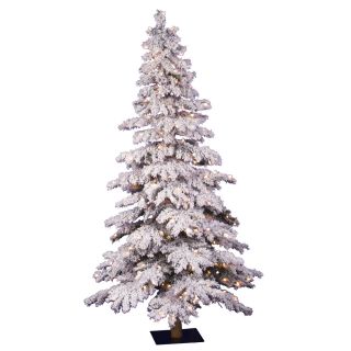 Vickerman Flocked Spruce Alpine 7 White Artificial Christmas Tree