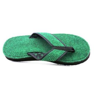 Sanuk Fur Real Cozy Mens Size 8 Green Textile Flip Flops Sandals Shoes