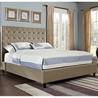 Powell Furniture 165 062M1 Soft Roll Button Tufted King Bed in Tan