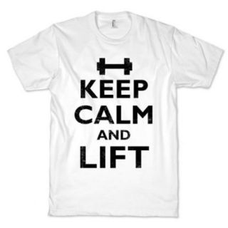 White Keep Calm And Lift Crewneck Funny Graphic T Shirt Cool (Size Medium) NEW