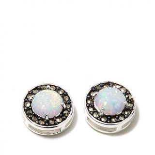 Marcasite and Synthetic Opal Sterling Silver Stud Earrings   8110577