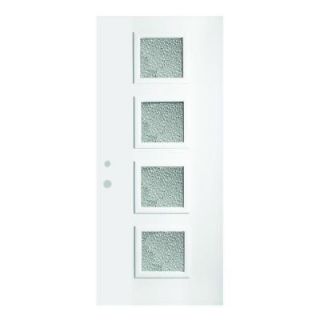 Stanley Doors 36 in. x 80 in. Evelyn Diamond 4 Lite Prefinished White Steel Prehung Front Door 1904Q 36 R