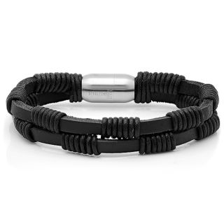 Black Leather Double layered String Bracelet   19348533  