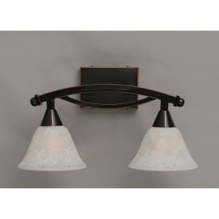 Toltec Lighting 172 Bow 2 Light Bath Bar Shown with 7 White Marble Glass