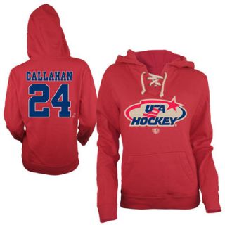 Old Time Hockey Ryan Callahan USA Hockey Womens Queensboro Name & Number Hoodie   Red