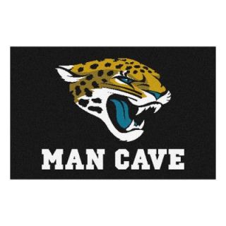 FANMATS NFL Jacksonville Jaguars Black Man Cave 1 ft. 7 in. x 2 ft. 6 in. Accent Rug 14317