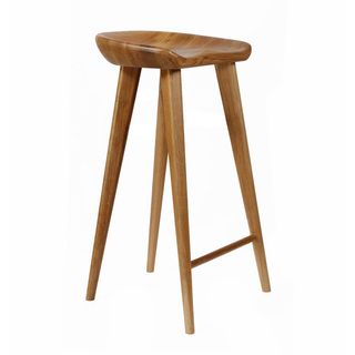 SB Tractor Walnut Contemporary Carved Wood Bar Stool   18353057