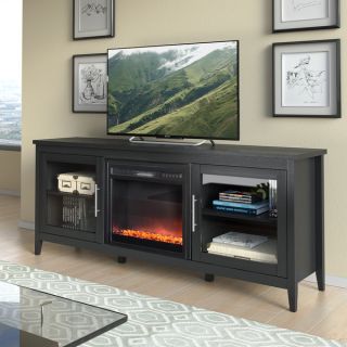 Jackson Black Wood Grain TV Stand and Fireplace (80 inches)   18496331