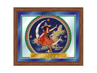 Miller High Life Girl in the Moon Mirror   16 x 19 Inches