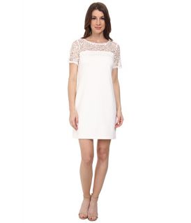 Jessica Simpson Short Sleeve Lace Knit Combo Dress Ivory