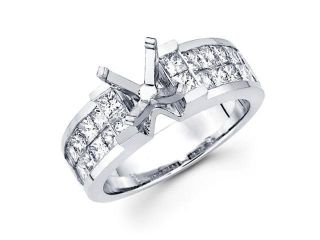 Semi Mount Diamond Engagement Ring 14k White Gold Princess Set 1.71 CT
