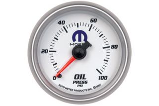 AutoMeter 880028   Range 0   100 PSI, full sweep/mechanical White Oil Pressure   2 1/16" Pressure   Gauges