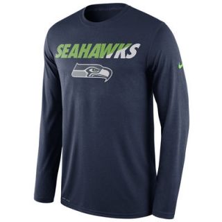 Seattle Seahawks Nike Legend Staff Practice Long Sleeve Performance T Shirt   Navy