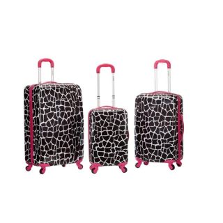 Rockland Pink Giraffe 3 piece Lightweight Hardside Spinner Luggage Set