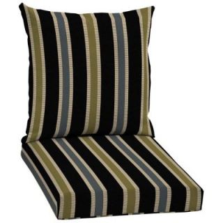 Hampton Bay Black Ribbon Stripe 2 Piece Outdoor Dining Chair Cushion Set JC24067B D9D1