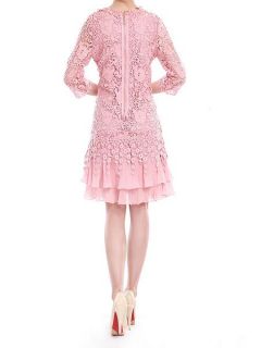 Jolie Moi 3/4 sleeve crochet lace dress Mauve