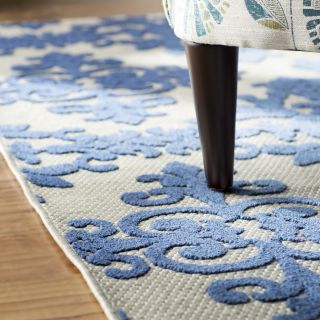 Clarence Ivory / Navy Indoor/Outdoor Area Rug by Three Posts