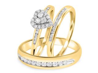 3/4 Carat T.W. Round Cut Diamond Ladies Engagement Ring, Wedding Band, Men's