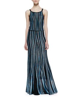 Parker Dory Striped Knit Maxi Dress, Cyan