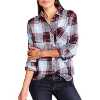Faded Glory Womens Plaid Button Up