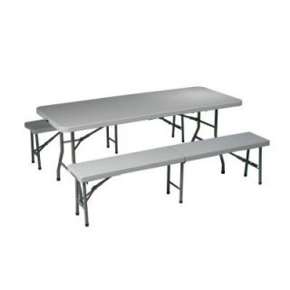 Office Star Work Smart Folding Table and Bench Set (3 Piece) QT3965